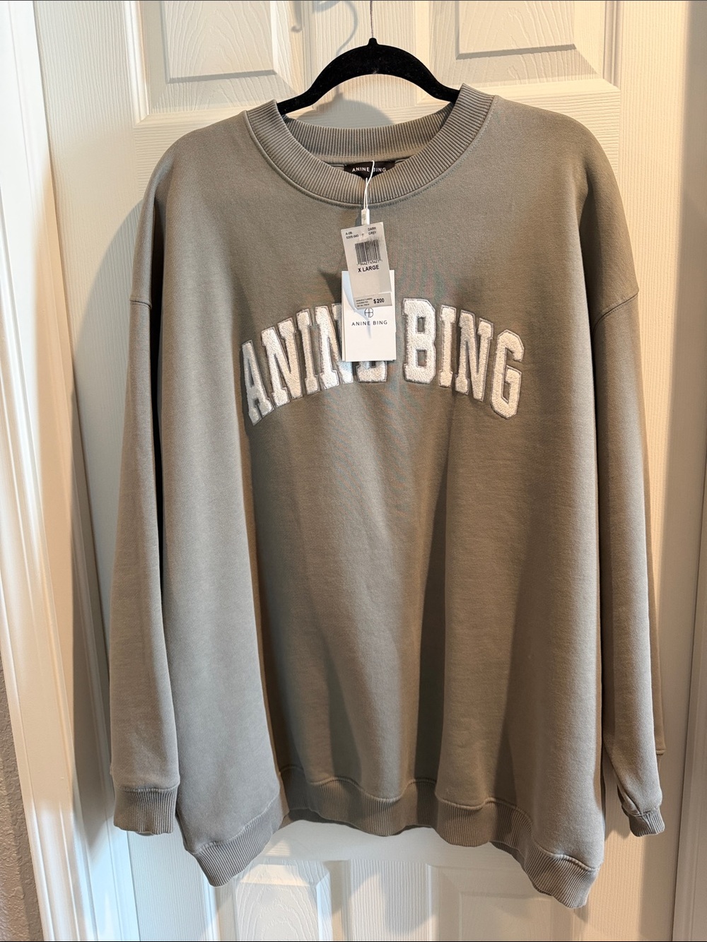 Anine Bing Crewneck Sweatshirt — Grey,  XL
